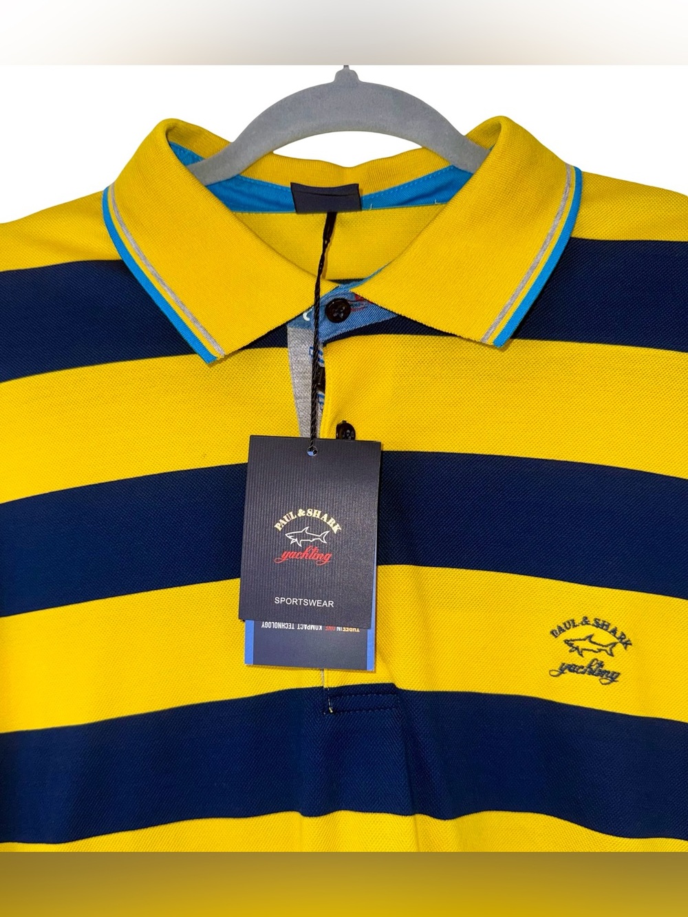 PAUL & SHARK YACHTING POLO SHIRT IN BRIGHT YELLOW /NAVY